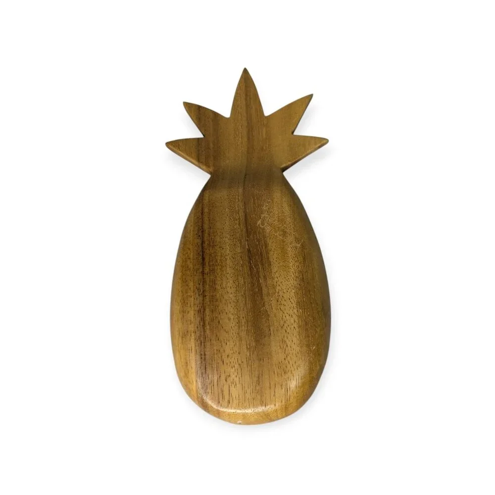 Vintage Monkey Pod Blair Hawaii Wooden Carved Pineapple Bowl Signed